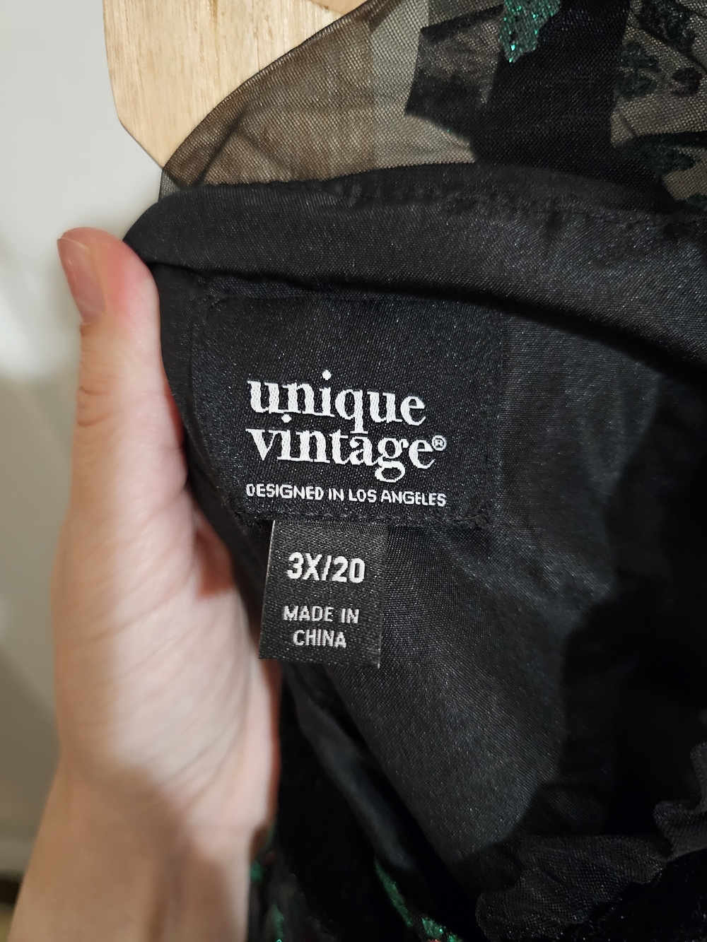Like New 3X Unique Vintage Black & Glitter Mistletoe Flare Dress - Picture 12 of 16